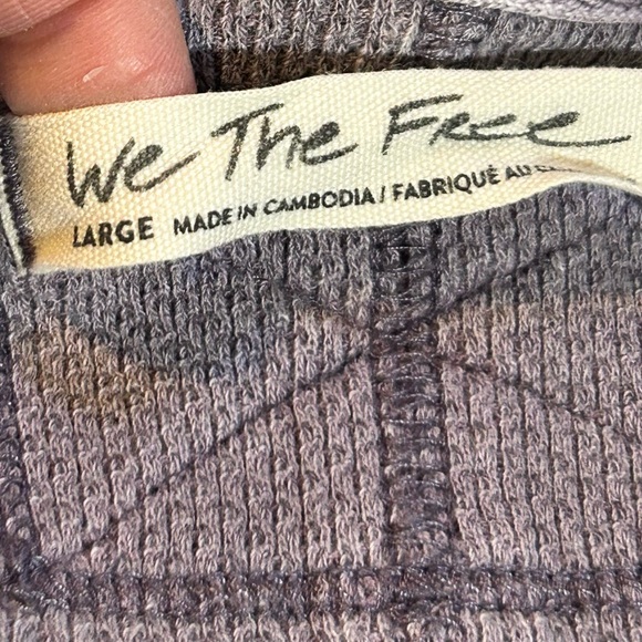 We The Free Distressed V-Neck Collared Waffle Top Heathered Purple Size Large - Picture 8 of 11